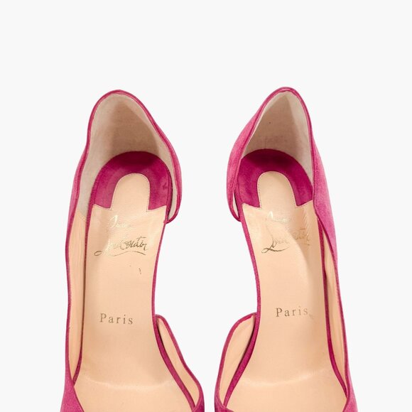Christian Louboutin Deepik 120 Pumps EU 37.5 US 7.5 Pink Suede Wiggle Heel Shoe - Picture 4 of 11